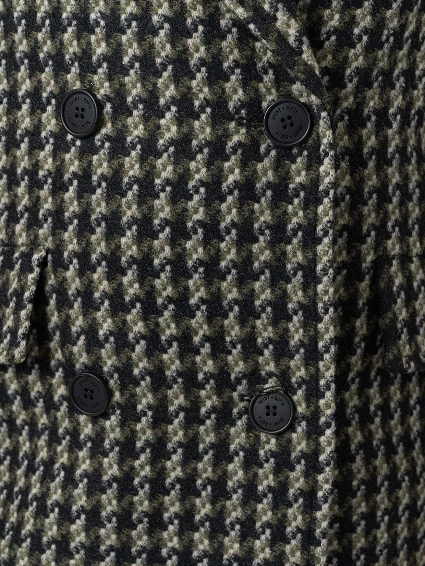 Hampton Coat - Olive Houndstooth
