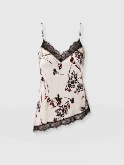 Harper Lace Asymmetric Cami - White Mist Floral