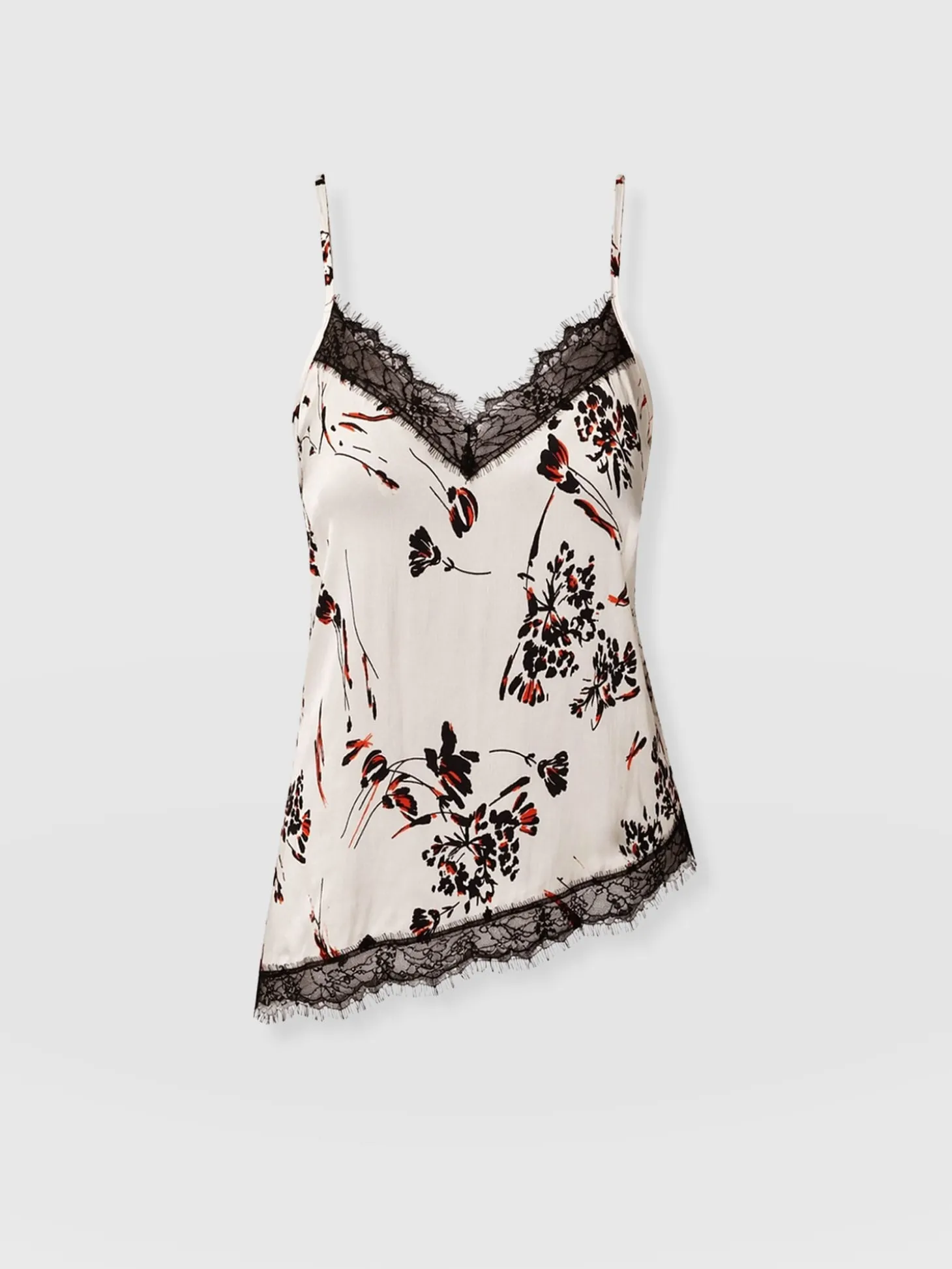 Harper Lace Asymmetric Cami - White Mist Floral