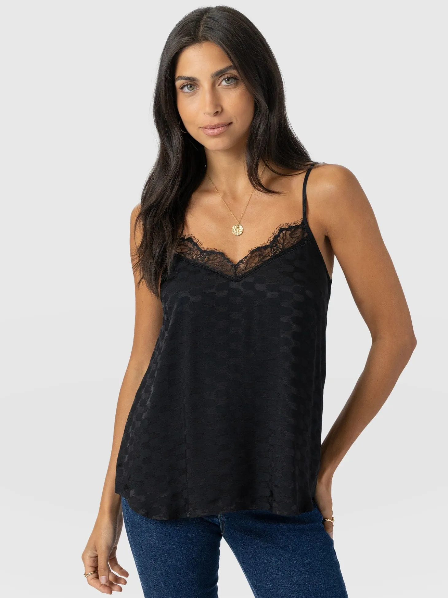 Harper Lace Cami - Black Jacquard