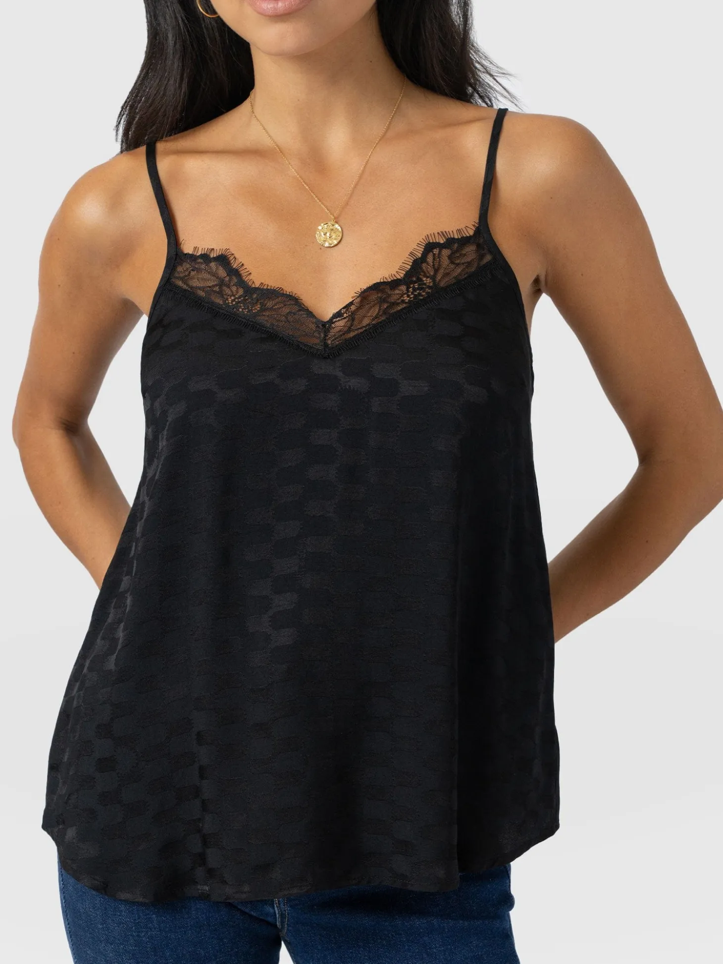 Harper Lace Cami - Black Jacquard