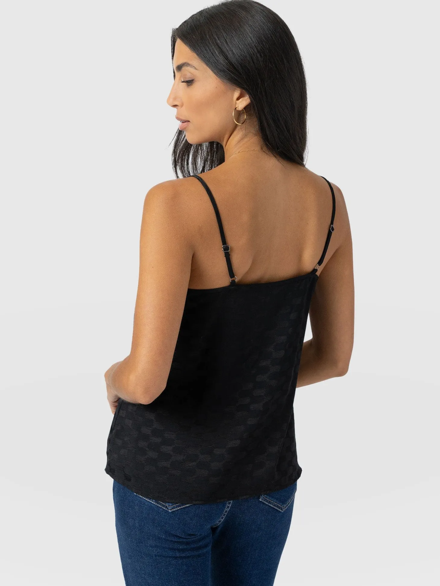 Harper Lace Cami - Black Jacquard