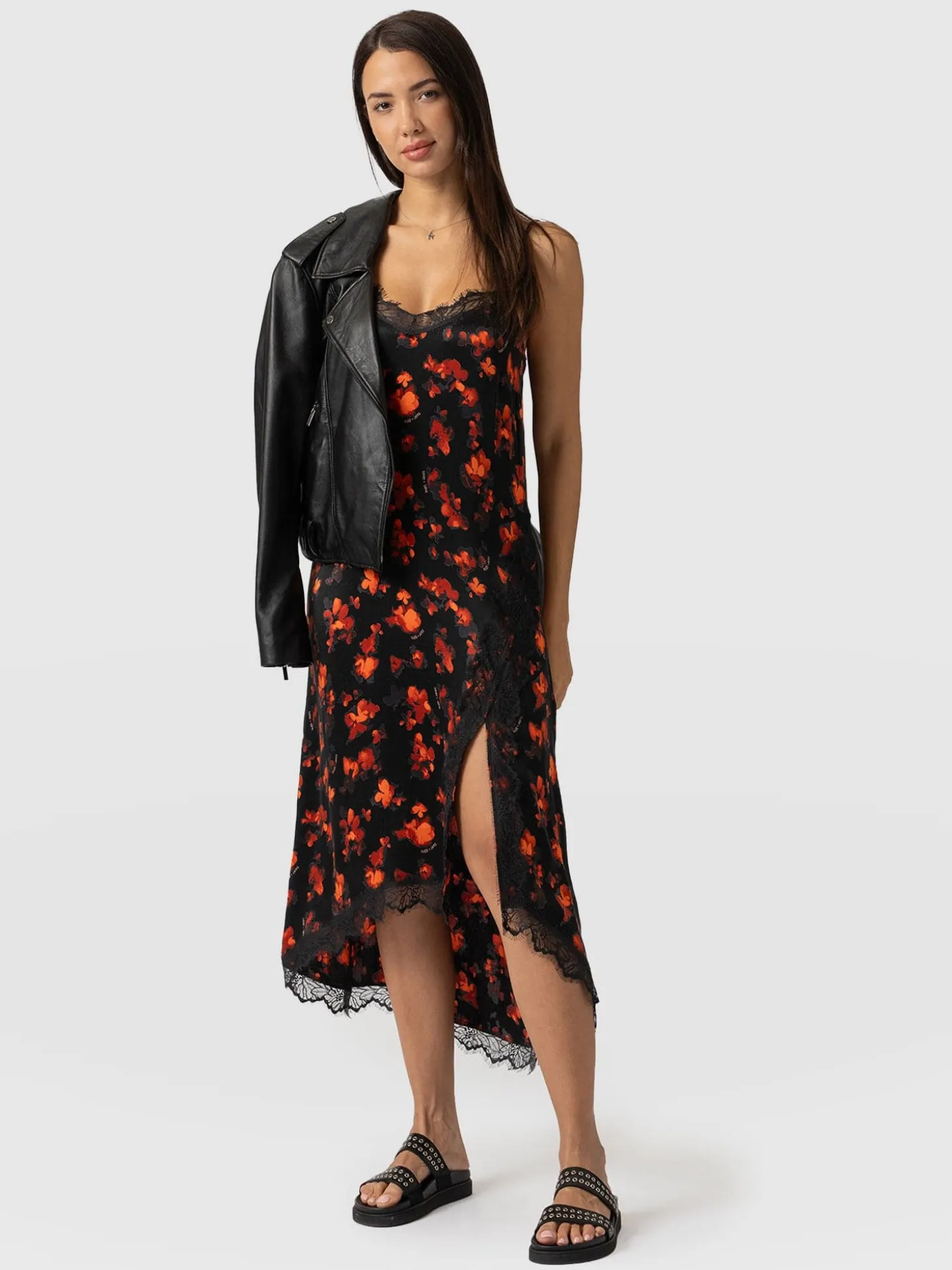 Harper Lace Cami Dress - Red Aurora