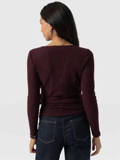 Hoxton Rib Top - Burgundy
