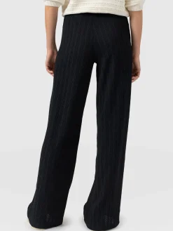 Hoxton Straight Leg Pant - Black Textured