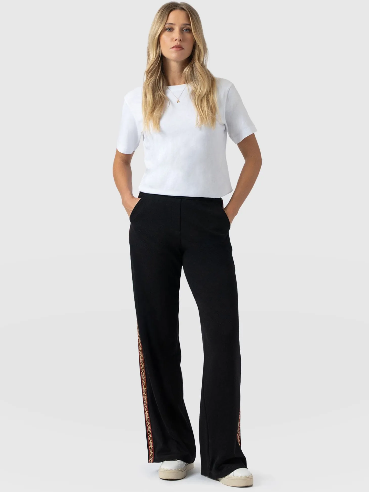 Hoxton Straight Leg Pant - Black - Leopard