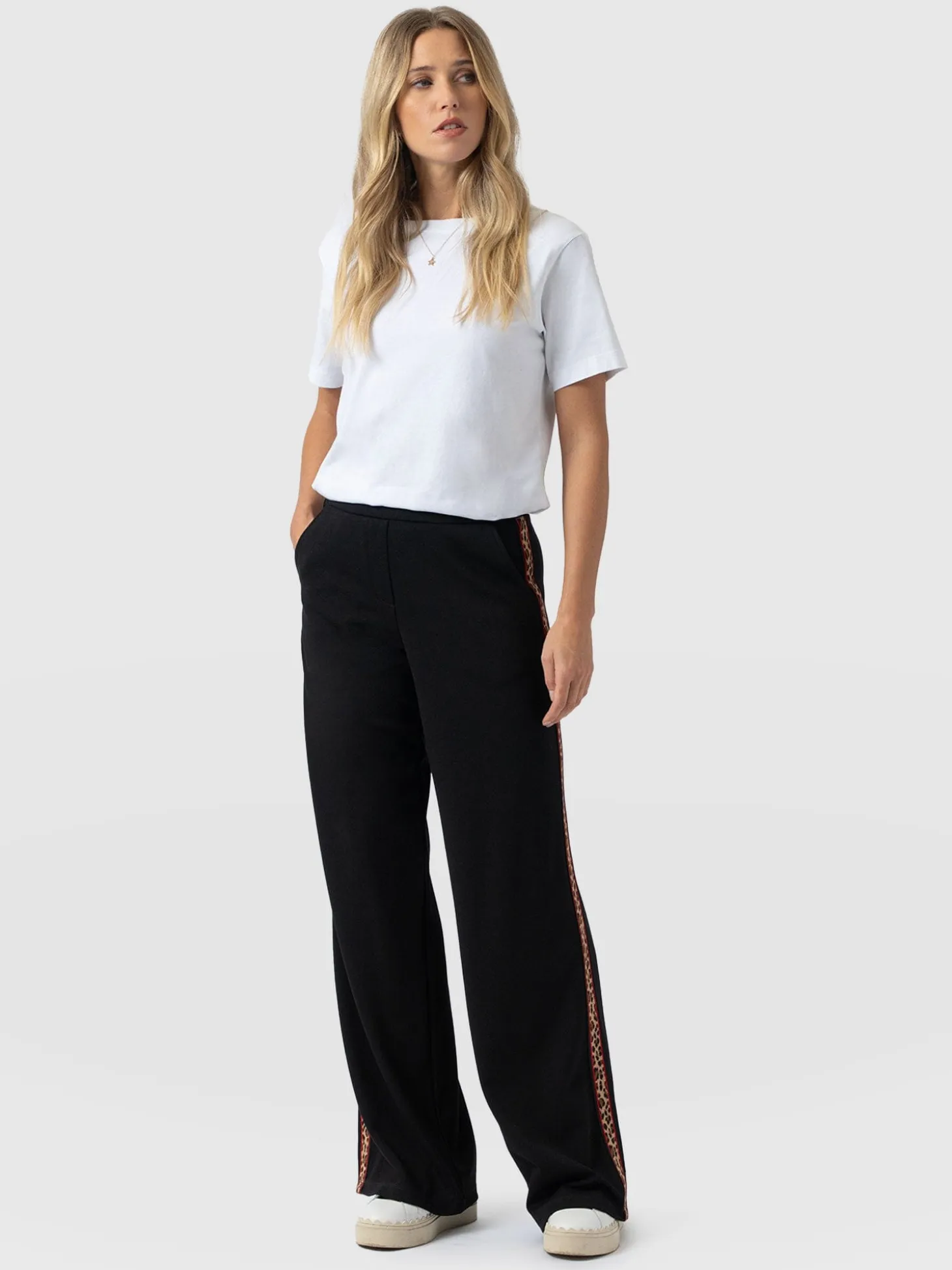 Hoxton Straight Leg Pant - Black - Leopard