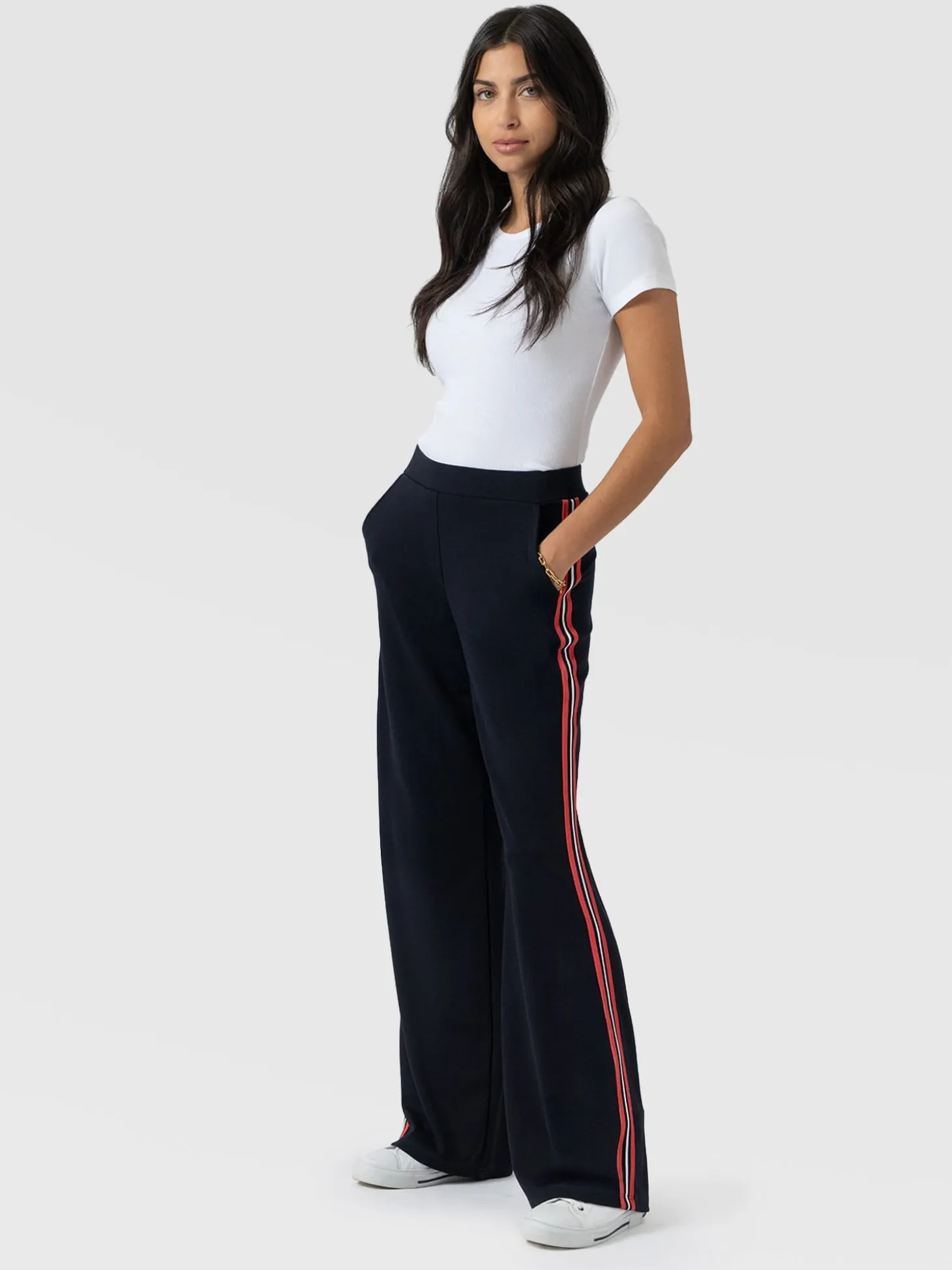 Hoxton Straight Leg Pant - Navy/Red Stripe