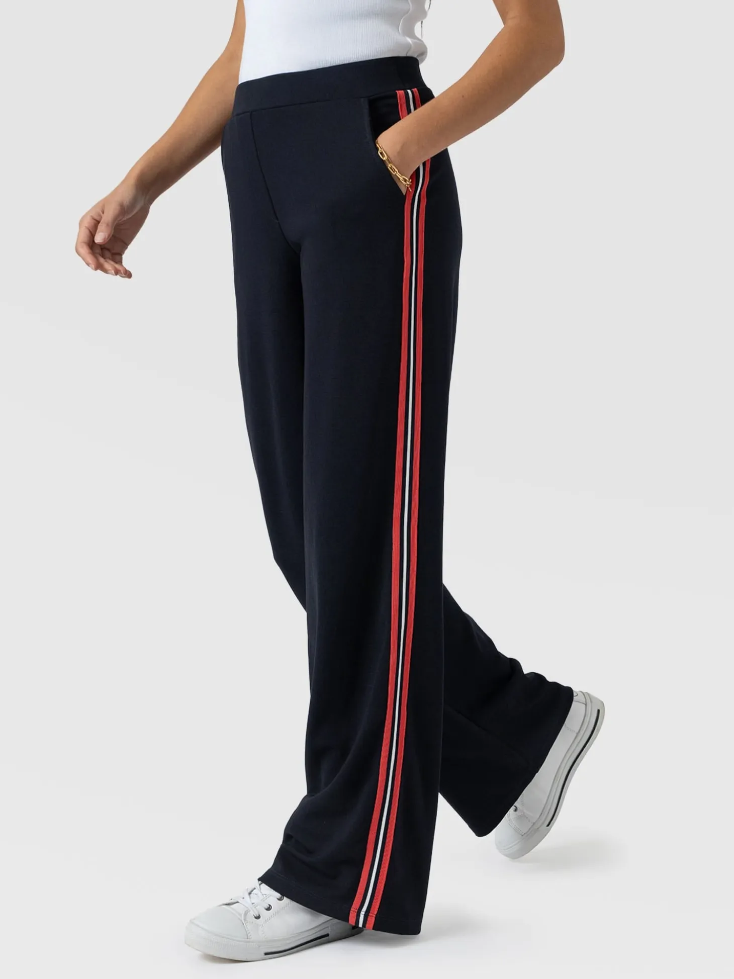 Hoxton Straight Leg Pant - Navy/Red Stripe