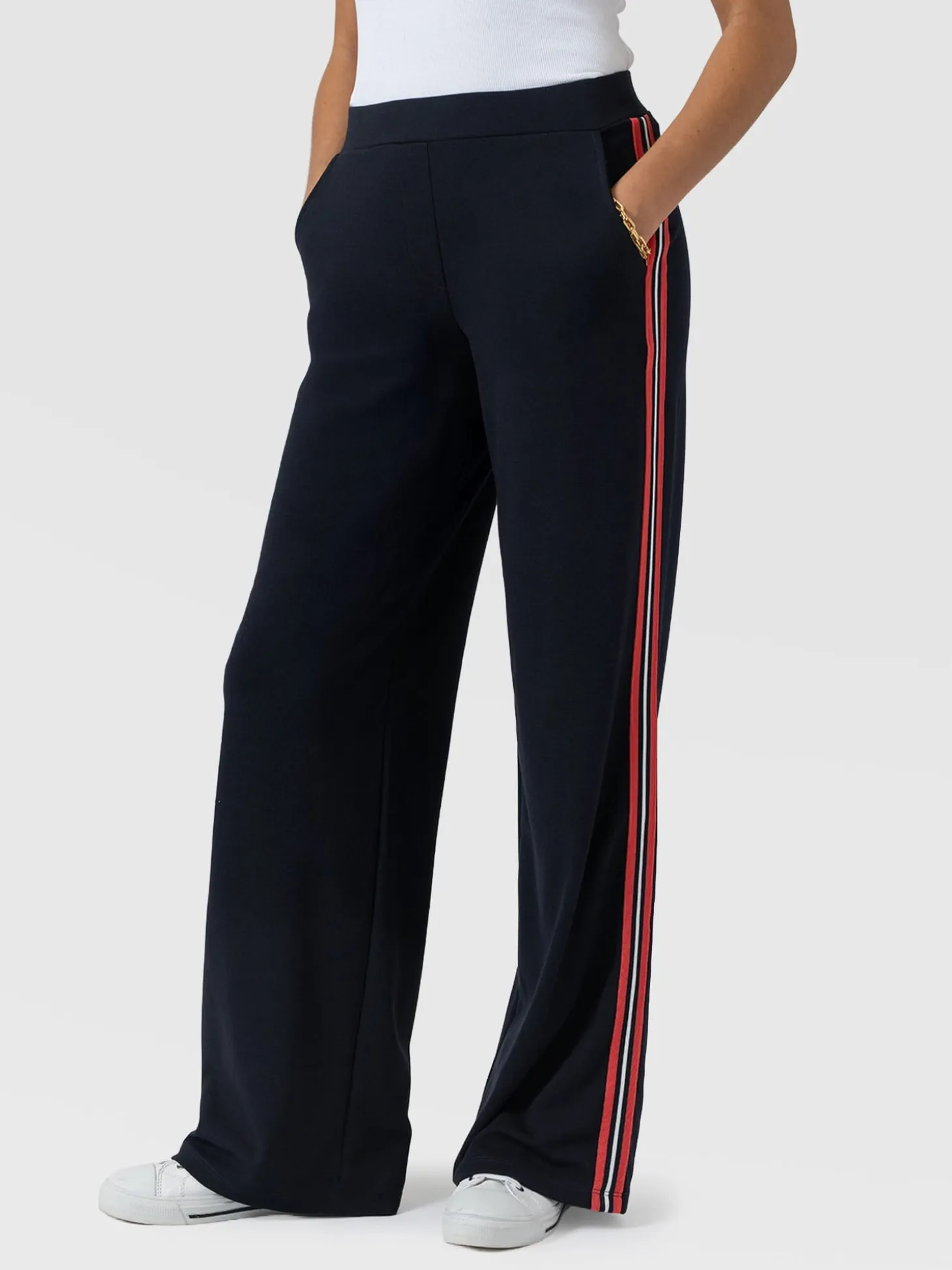 Hoxton Straight Leg Pant - Navy/Red Stripe