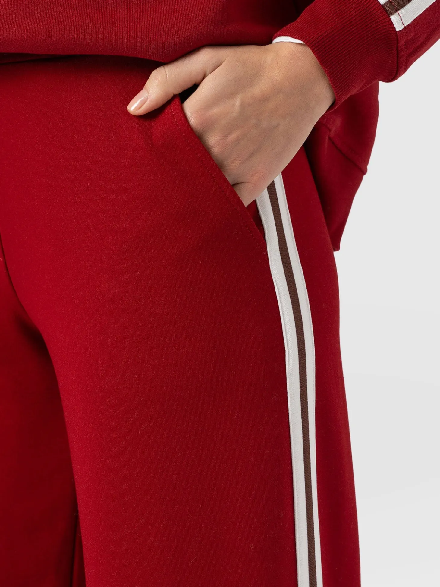 Hoxton Straight Leg Pant - Red - Brown Stripe
