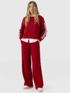Hoxton Straight Leg Pant - Red - Brown Stripe