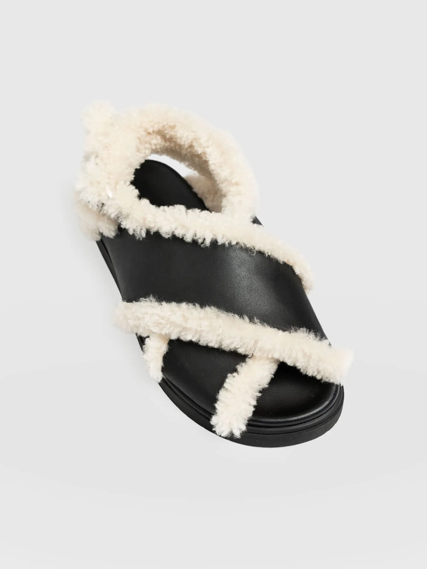 Isla Shearling Sandal - Black