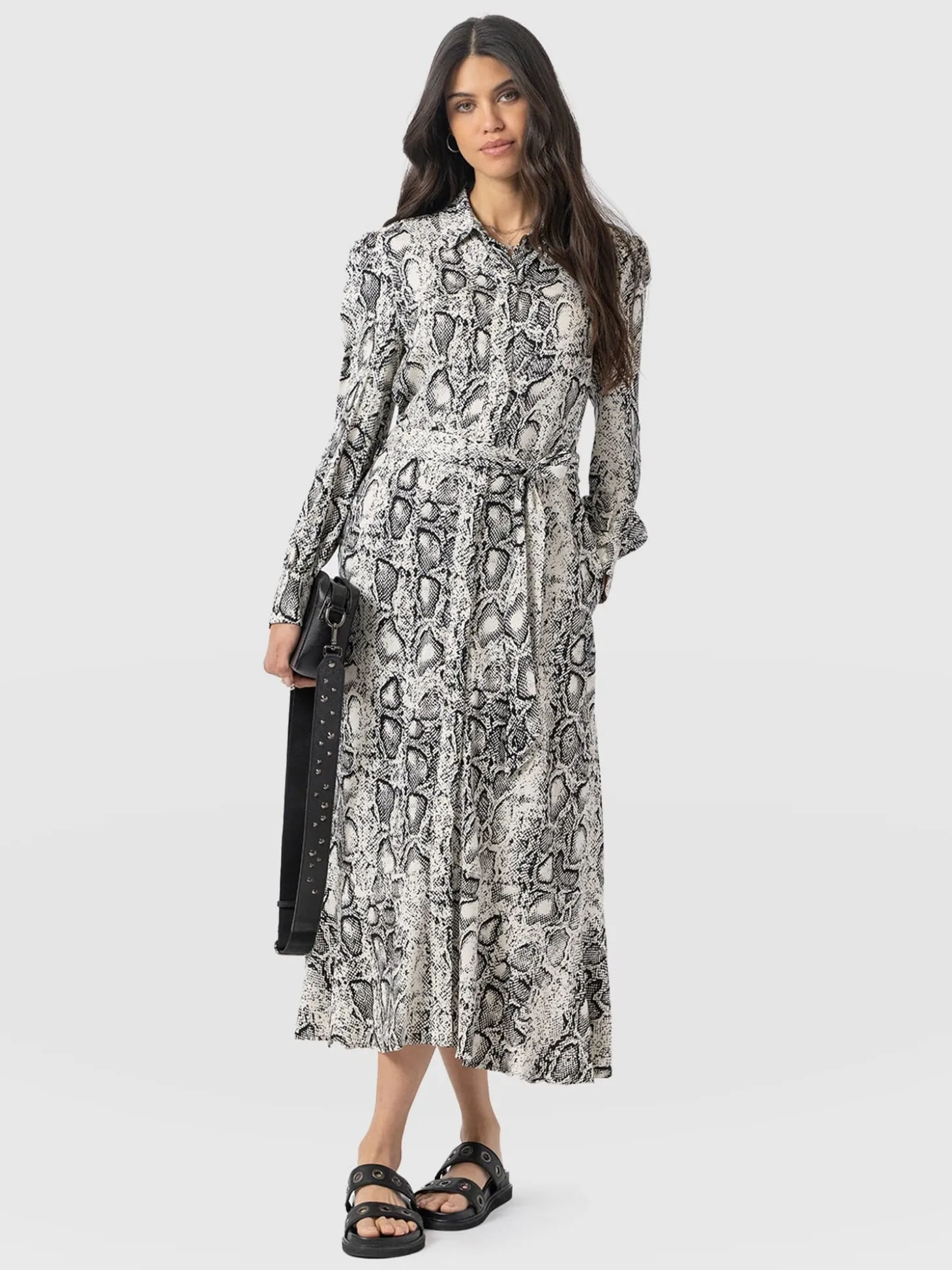 Jacqueline Shirt Dress - Cream Snake