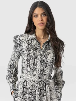 Jacqueline Shirt Dress - Cream Snake