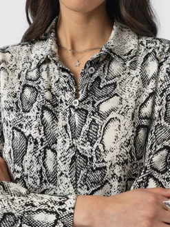 Jacqueline Shirt Dress - Cream Snake