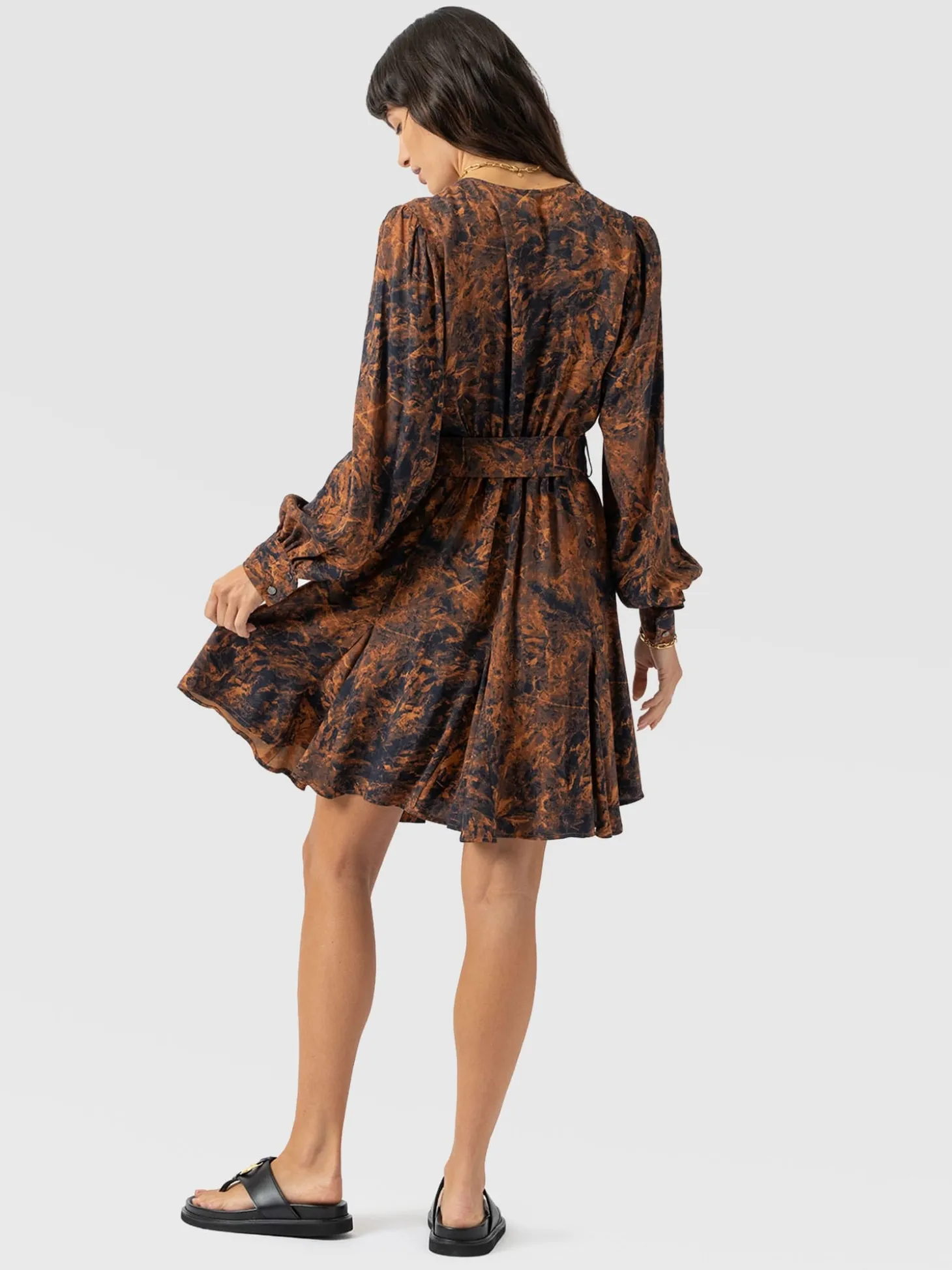 Joselyn Mini Dress - Brown Marble