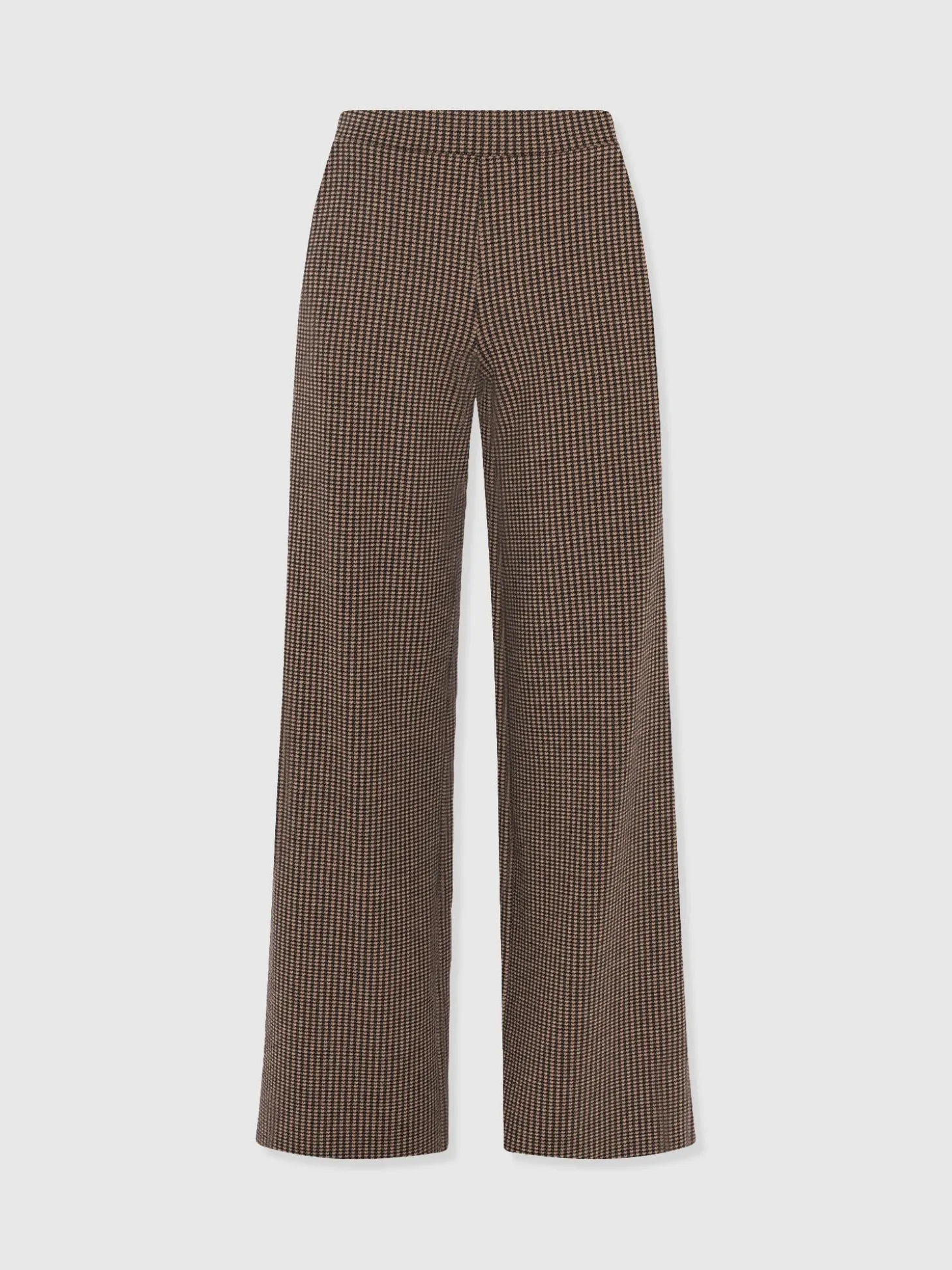 Keller Wide Leg Pant - Brown Mini Houndstooth