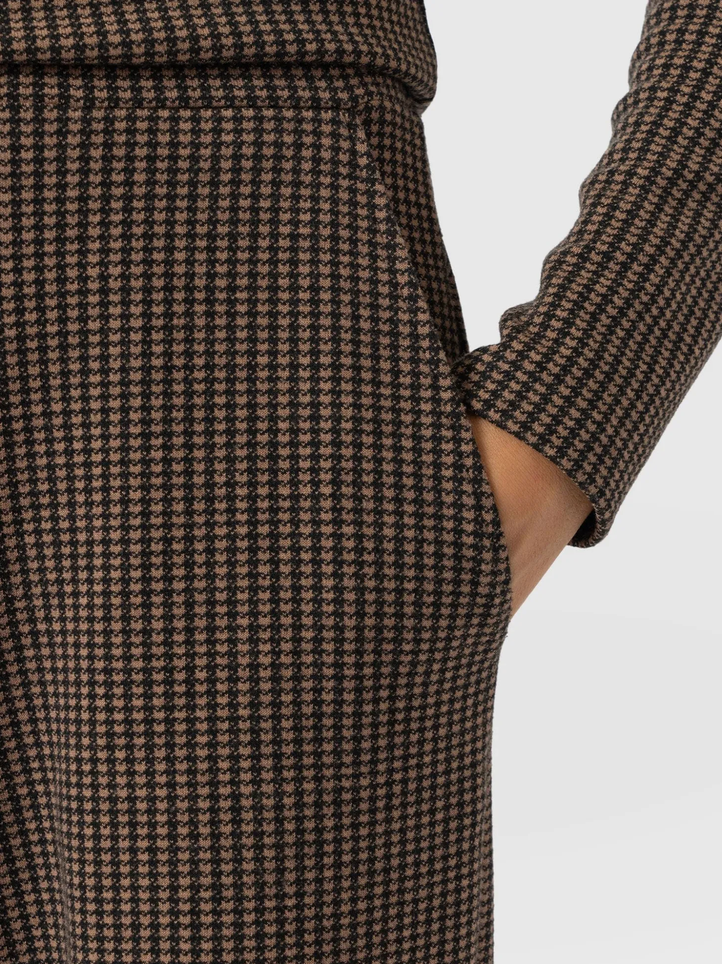Keller Wide Leg Pant - Brown Mini Houndstooth