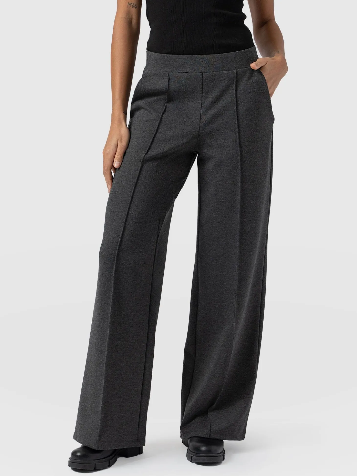 Keller Wide Leg Pant - Charcoal