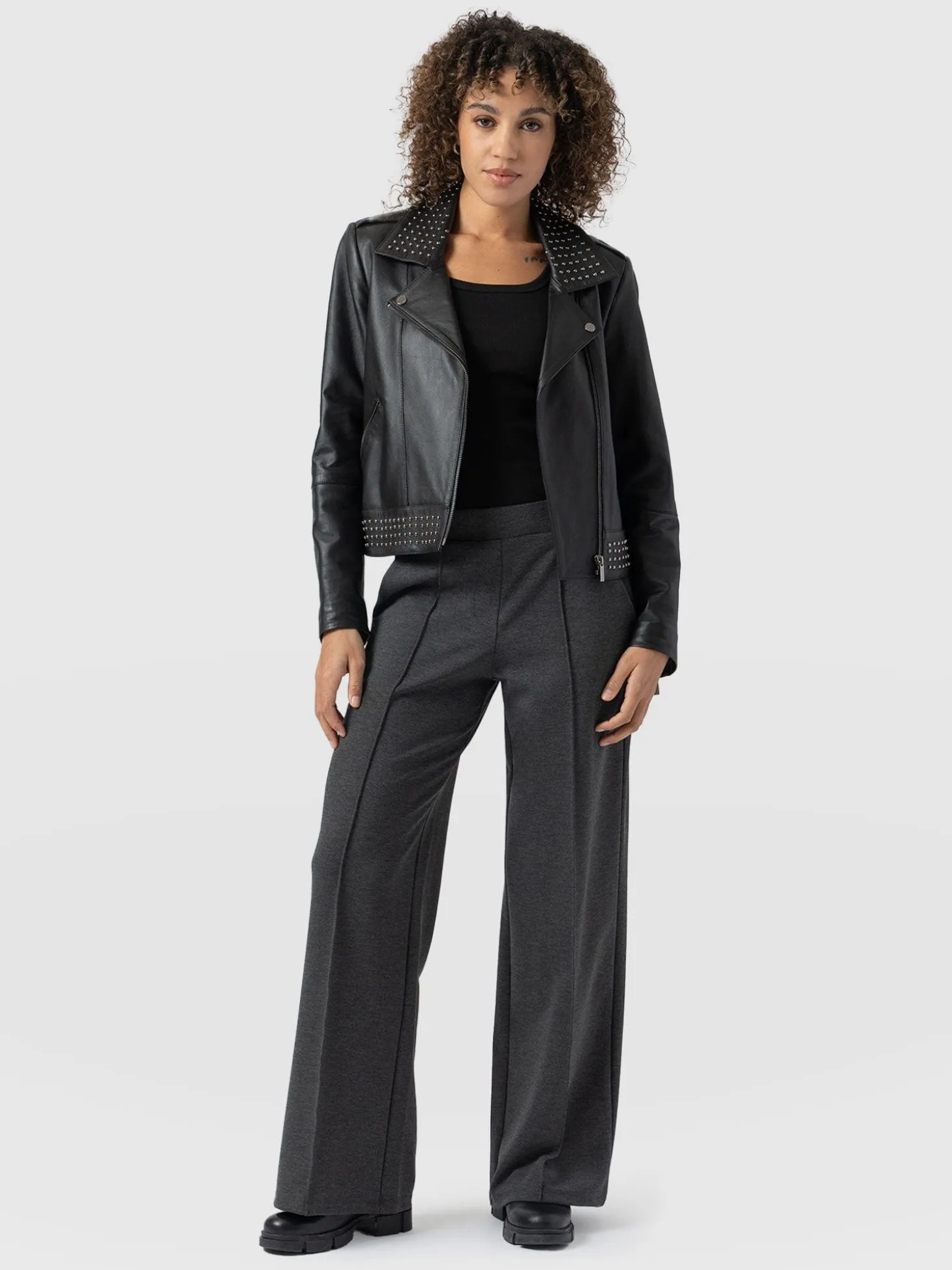 Keller Wide Leg Pant - Charcoal