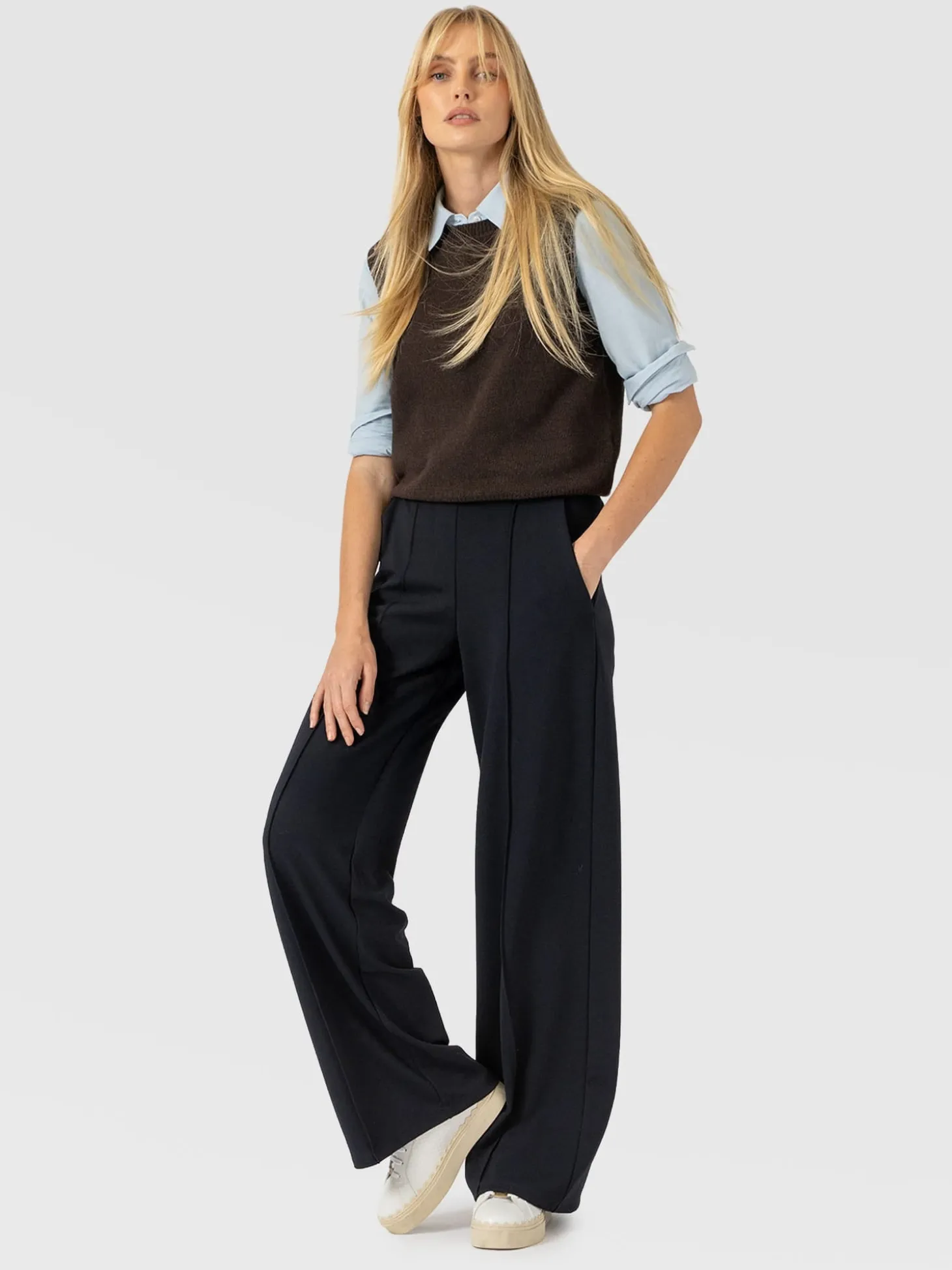 Keller Wide Leg Pant - Navy