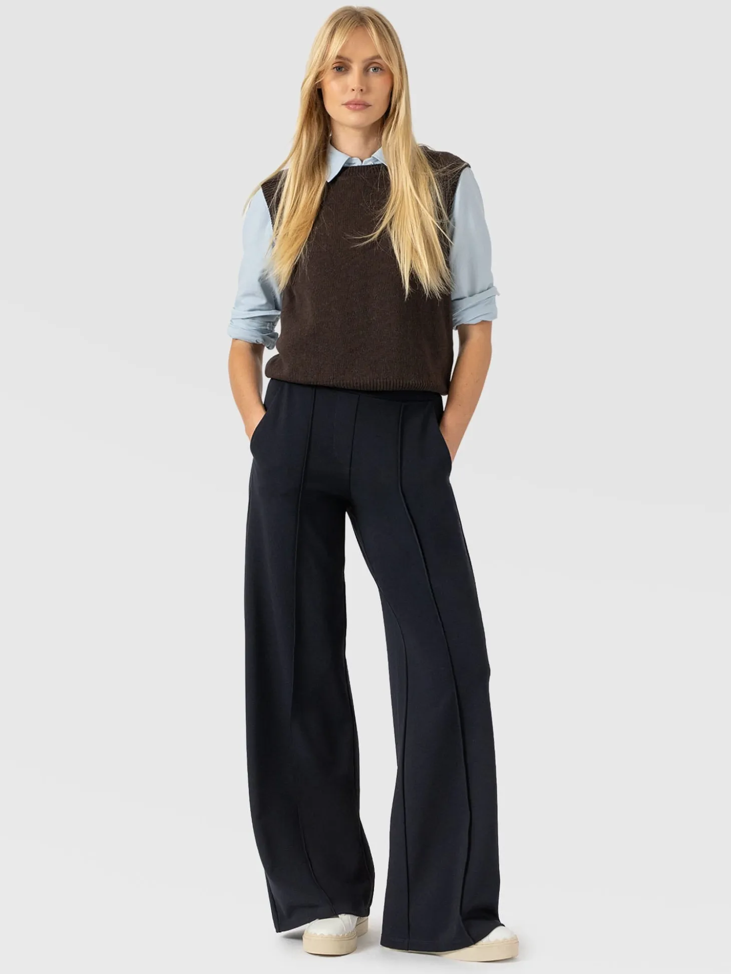 Keller Wide Leg Pant - Navy