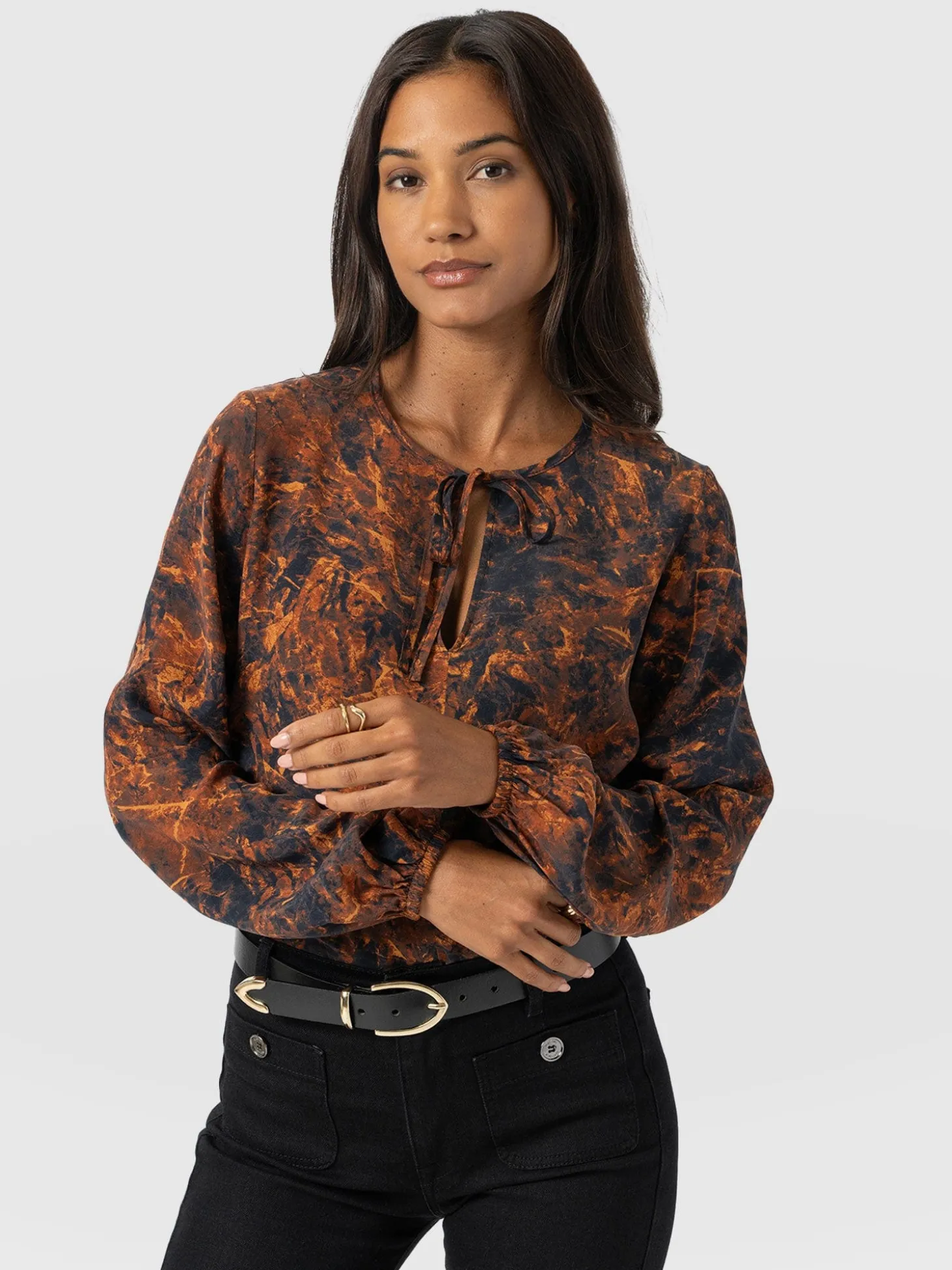 Kristen Blouse - Brown Marble