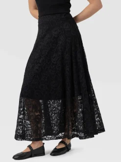 Lana A - Line Skirt - Black Lace