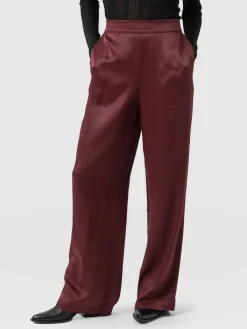 Langley Wide Leg Pant - Maroon