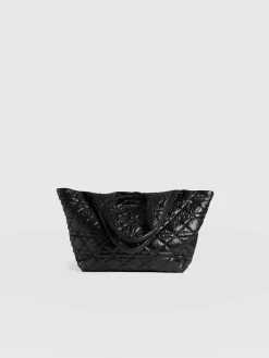 Large Stella Quilted Shoulder Tote Bag - Black