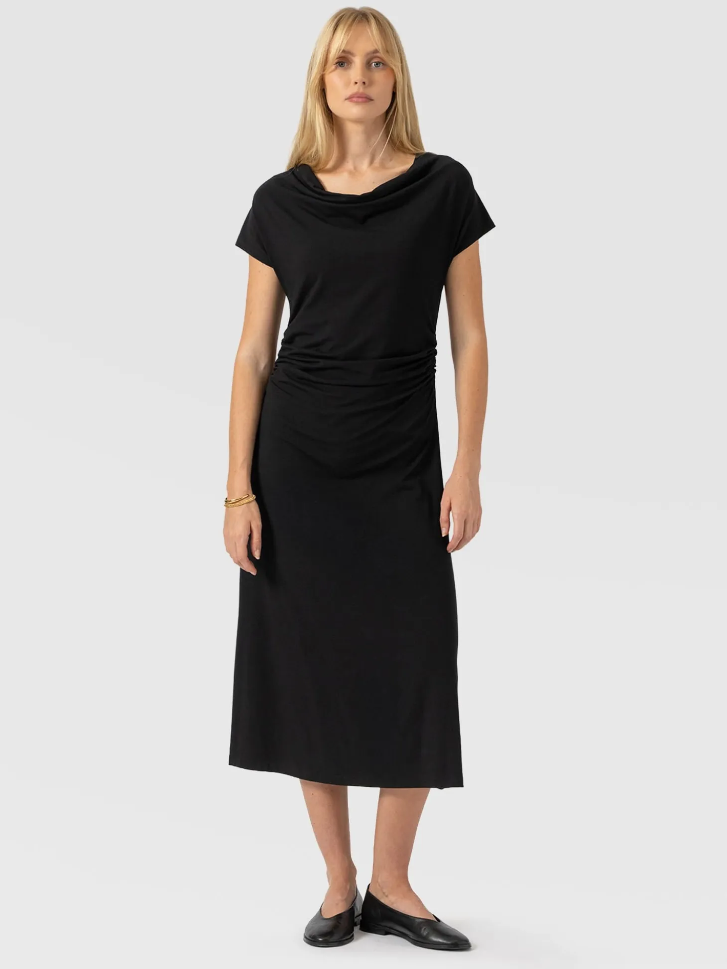 Laurie Cowl Neck Dress - Black