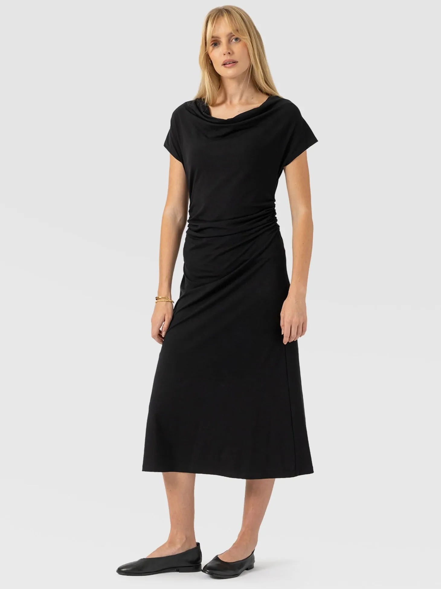 Laurie Cowl Neck Dress - Black