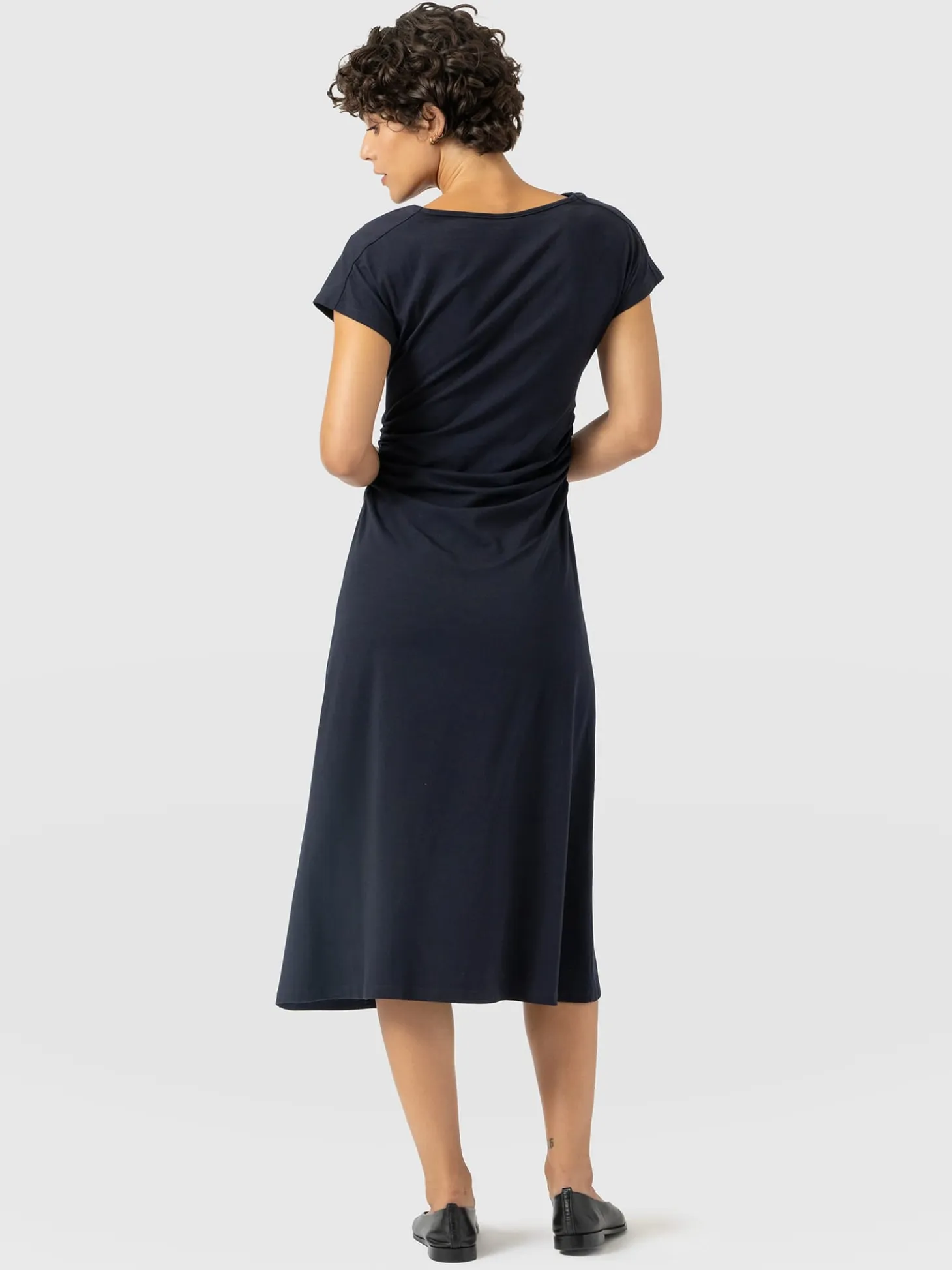 Laurie Cowl Neck Dress - Navy