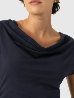 Laurie Cowl Neck Dress - Navy