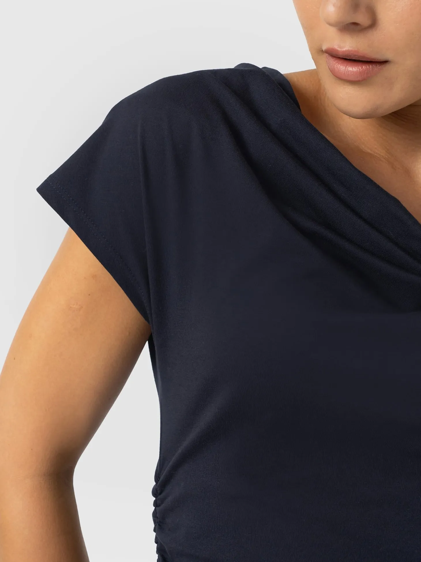 Laurie Cowl Neck Dress - Navy
