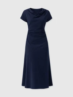 Laurie Cowl Neck Dress - Navy