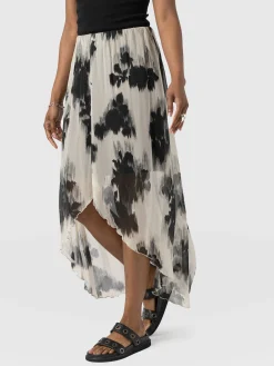 Lexi High Low Skirt - White Fade Floral