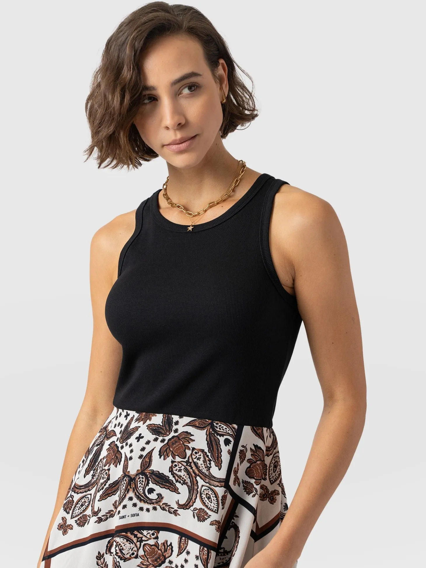 Lila Hanky Hem Dress - Cream Paisley