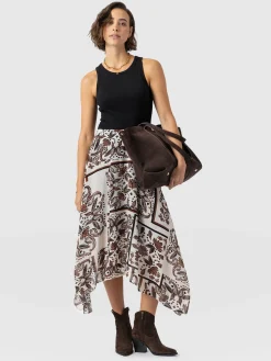 Lila Hanky Hem Dress - Cream Paisley
