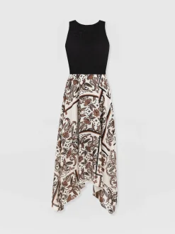 Lila Hanky Hem Dress - Cream Paisley