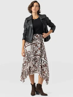 Lila Hanky Hem Dress - Cream Paisley