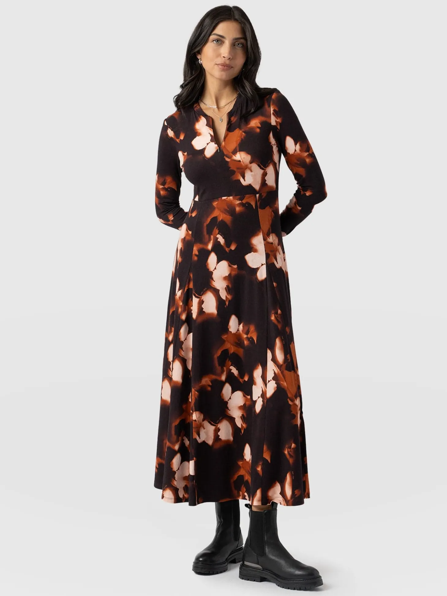 Macie Zip Up Dress - Orange Aurora