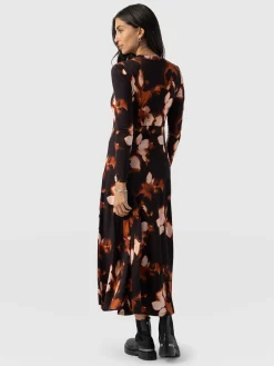 Macie Zip Up Dress - Orange Aurora