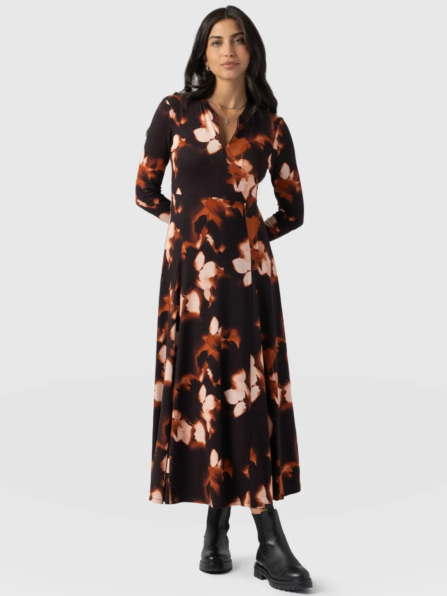 Macie Zip Up Dress - Orange Aurora