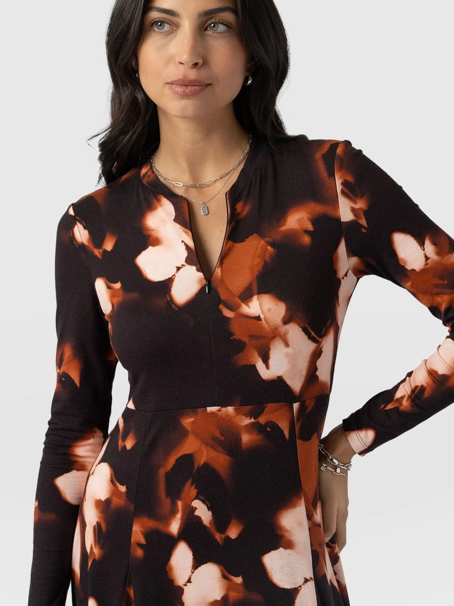 Macie Zip Up Dress - Orange Aurora