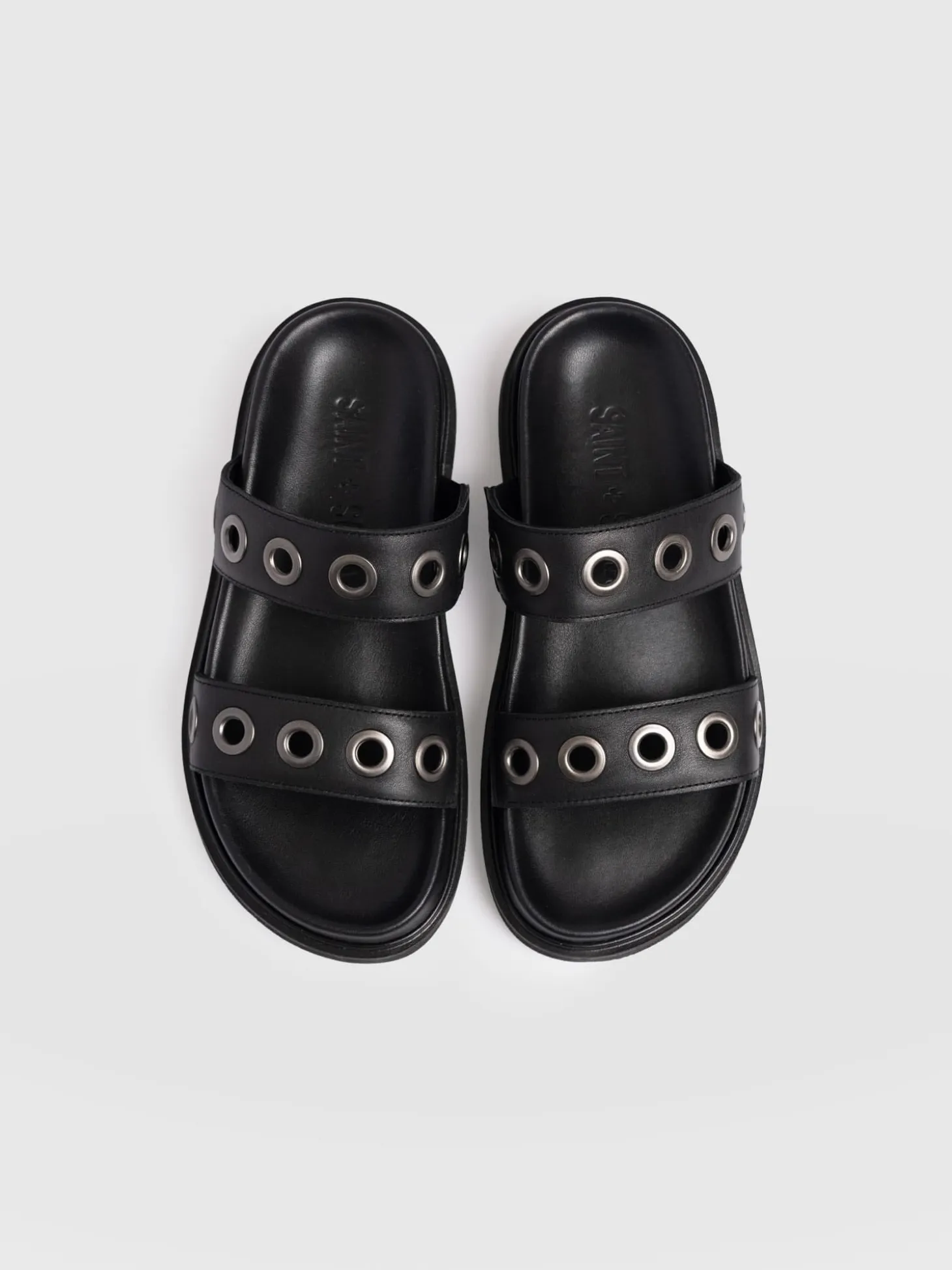 Madison Eyelet Slides - Black