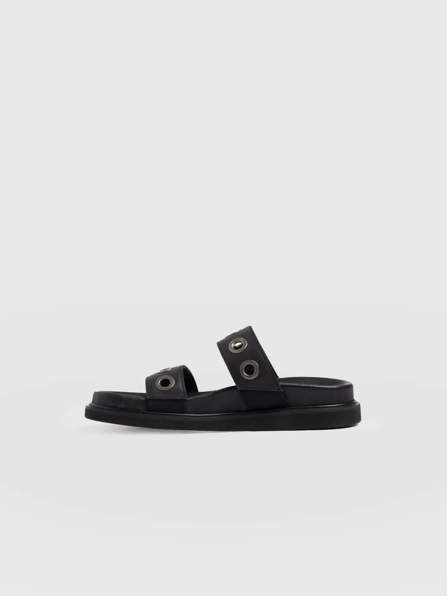 Madison Eyelet Slides - Black