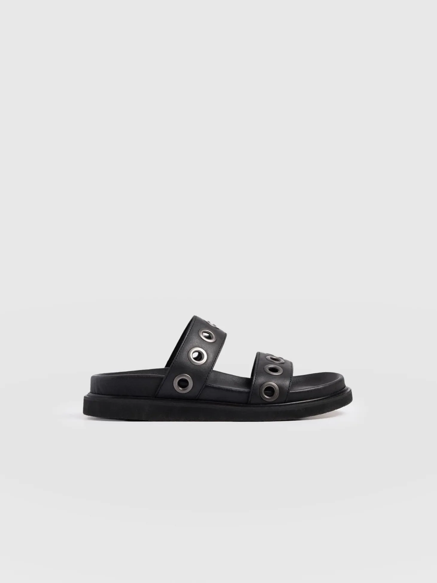 Madison Eyelet Slides - Black