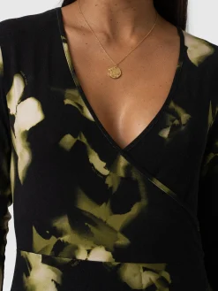 Maggie Wrap Midi Dress - Green Aurora